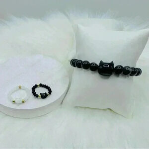 Cat Obsidian Bracelet and Ring Bundle